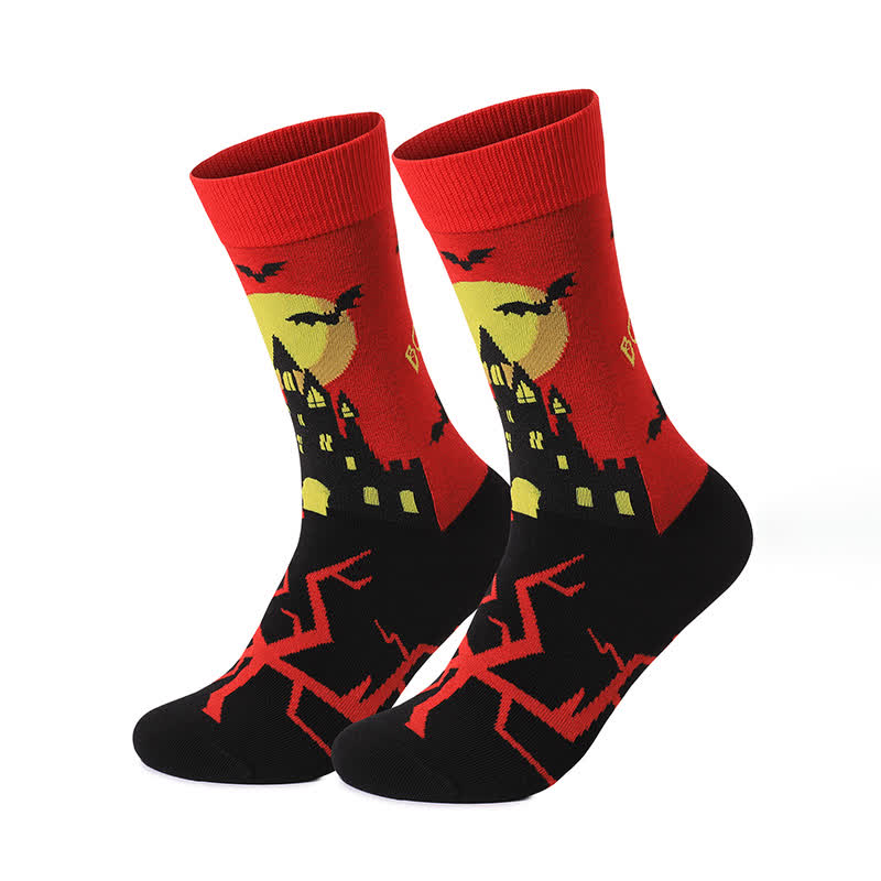 Plus Size Halloween Night Series Quarter Socks(5 Pairs) - Red - EU37-46(US4-12) - image 6