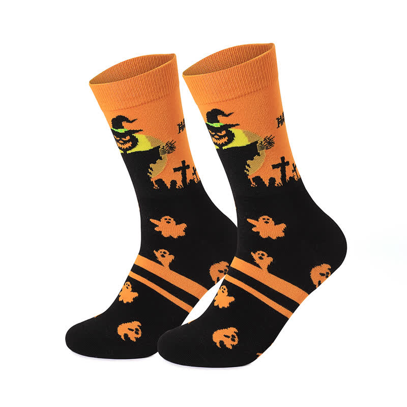 Plus Size Halloween Night Series Quarter Socks(5 Pairs) - Yellow - EU37-46(US4-12) - image 12