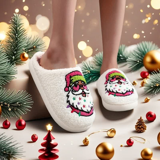 Plus Size Christmas Santa Claus Print Slippers - image 0