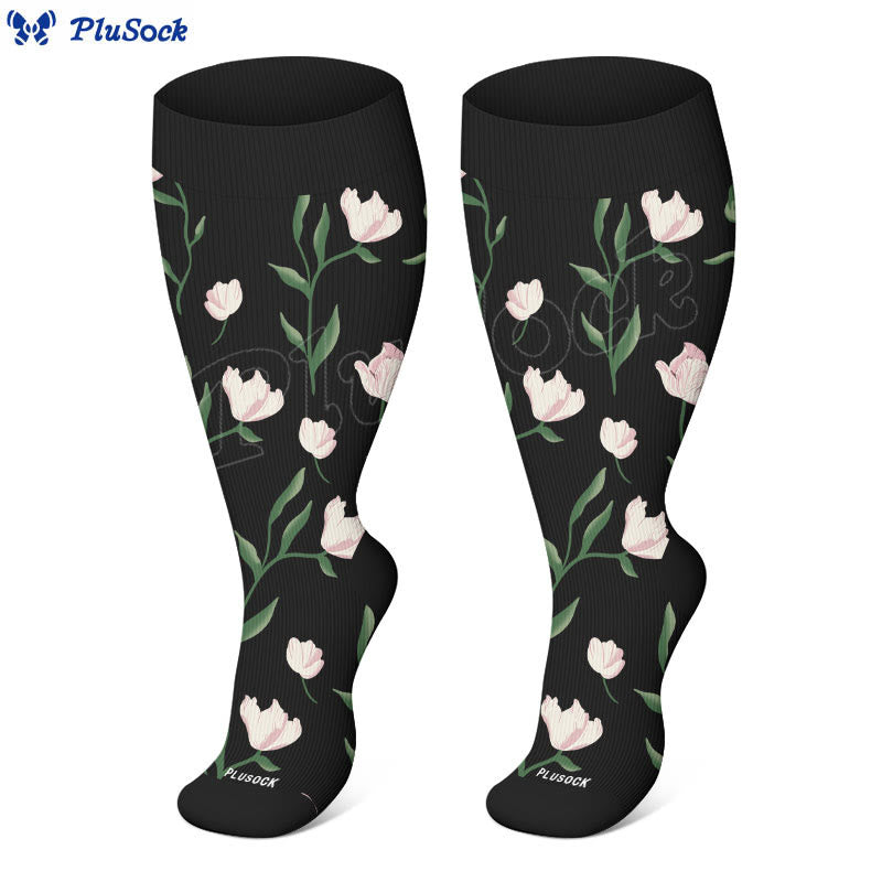 Plus Size Serenity Floral Compression Socks(3 Pairs) - image 4