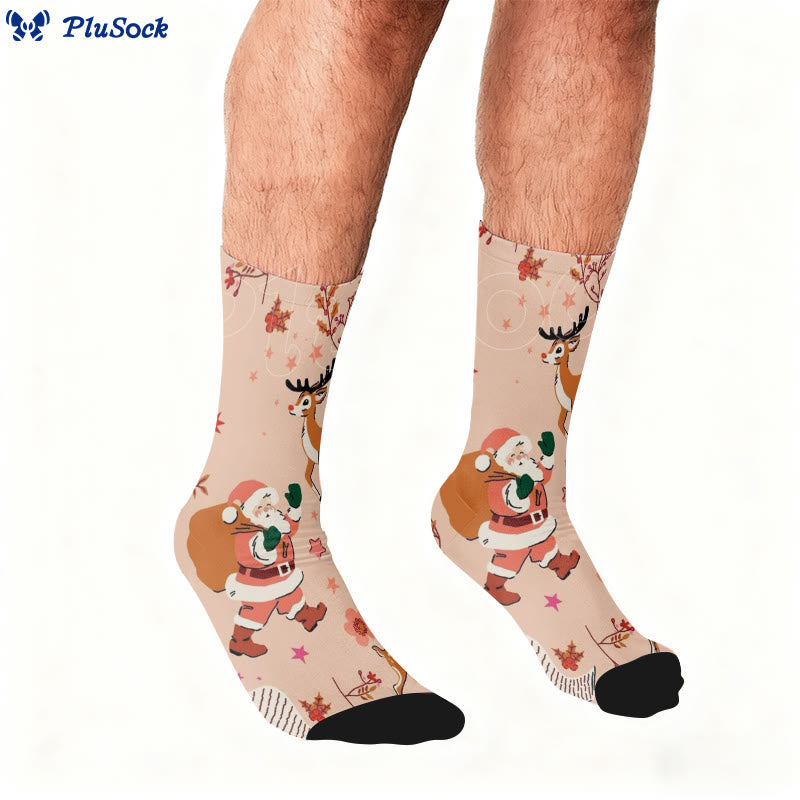 Plus Size Pink Santa Claus Quarter Socks - image 2