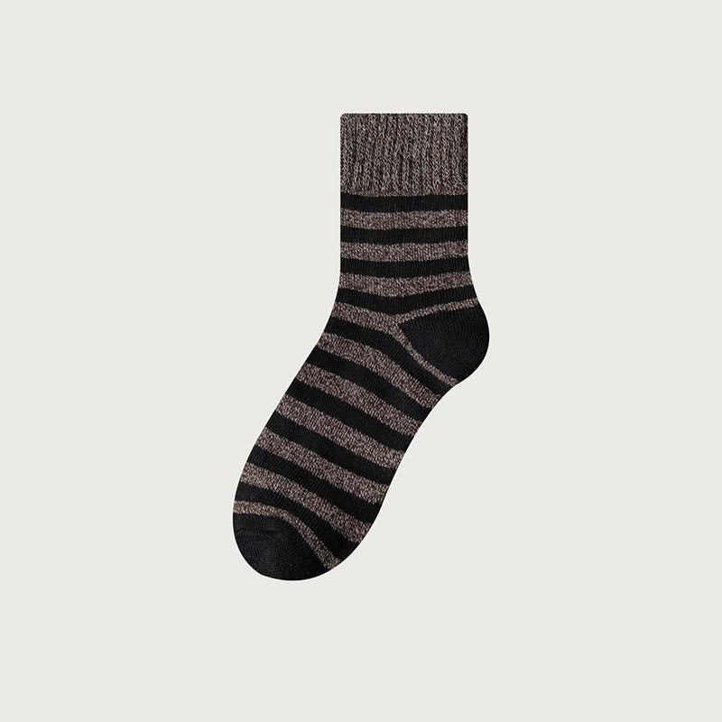 Plusock Plus Size Classic Stripes Quarter Socks(5 Pairs) - Coffee - EU39-44(US6-10) - image 11