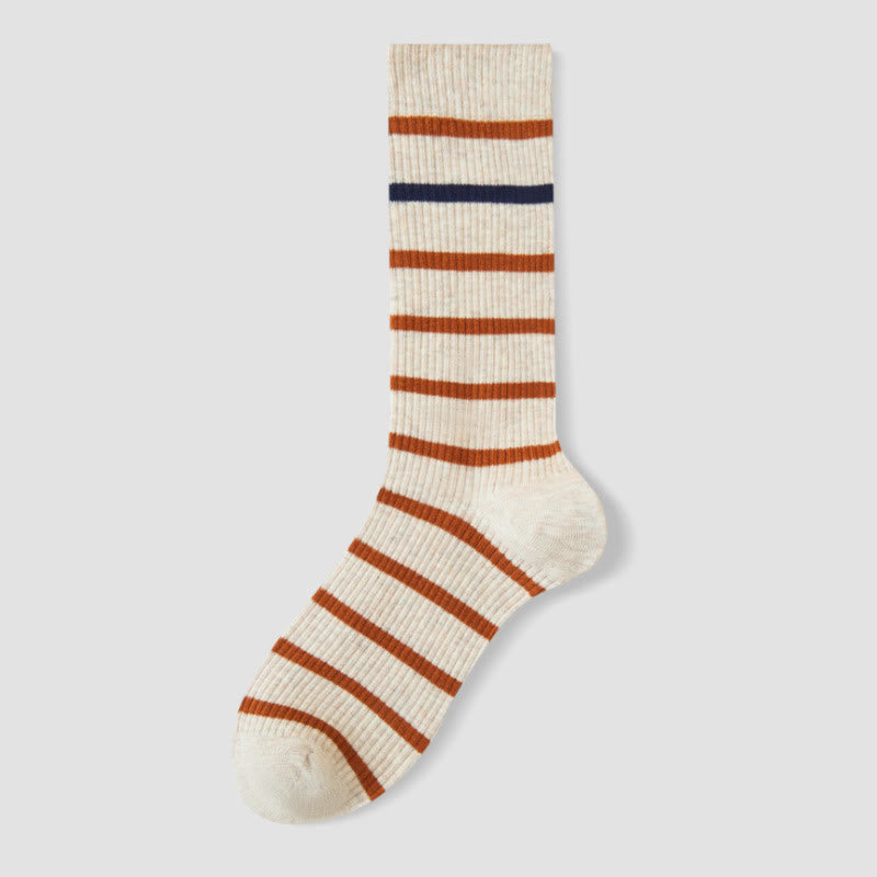 Plusock Plus Size Color Block Striped Quarter Socks(4 Pairs) - Khaki - EU36-40(US3-7) - image 12