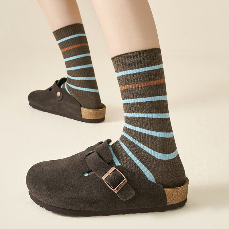 Plusock Plus Size Color Block Striped Quarter Socks(4 Pairs) - image 7