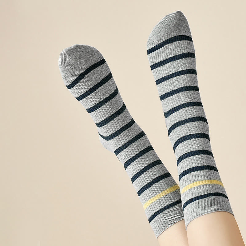 Plusock Plus Size Color Block Striped Quarter Socks(4 Pairs) - image 3