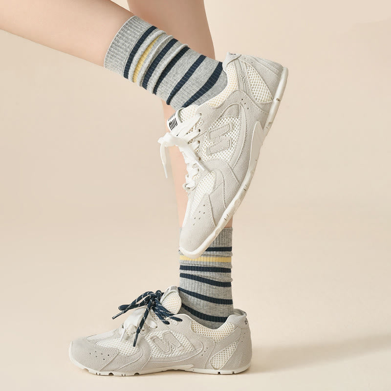 Plusock Plus Size Color Block Striped Quarter Socks(4 Pairs) - image 5