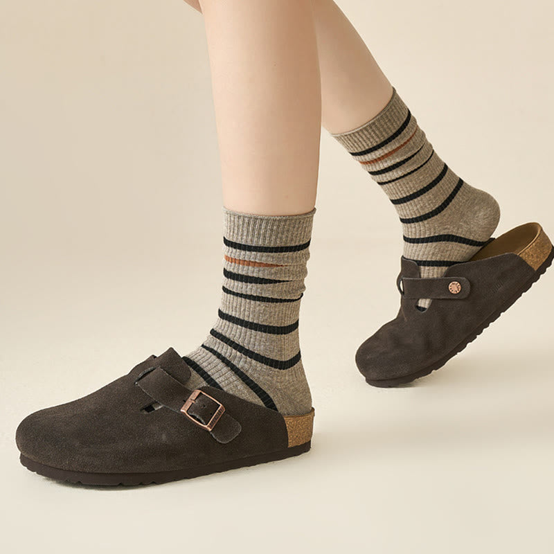 Plusock Plus Size Color Block Striped Quarter Socks(4 Pairs) - image 6