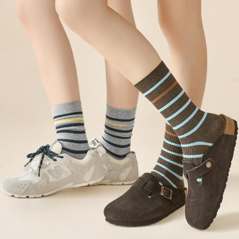 Plusock Plus Size Color Block Striped Quarter Socks(4 Pairs) - image 8