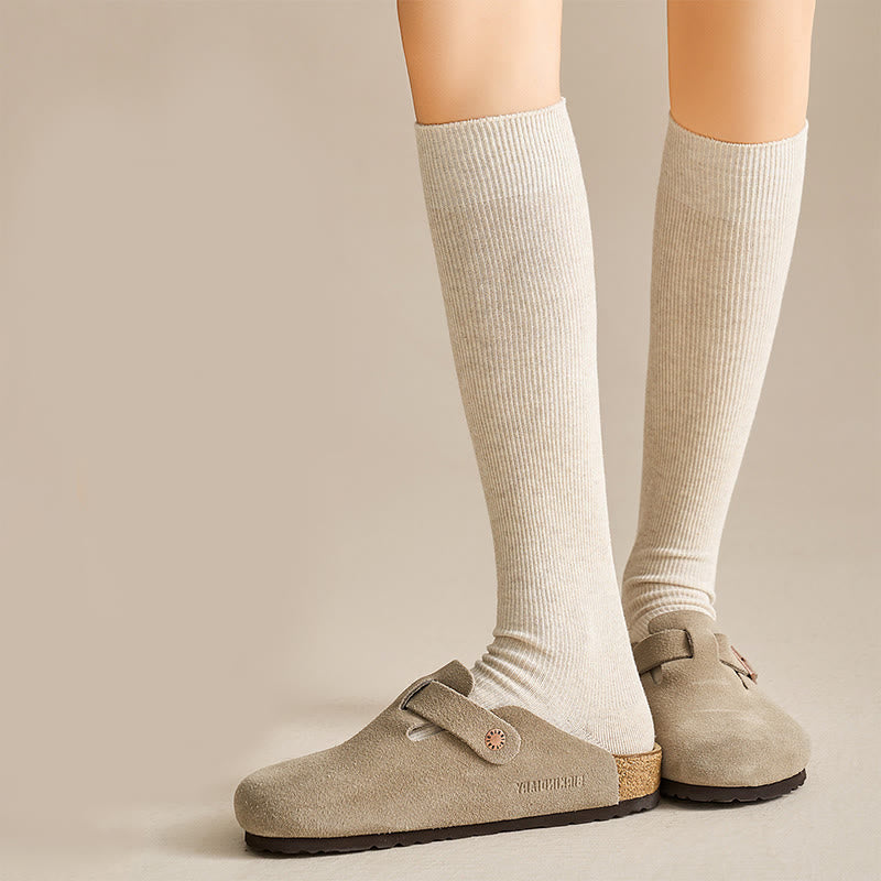 Plusock Plus Size Antibacterial Knee High Socks(3 Pairs) - Khaki - EU36-40(US3-7) - image 5