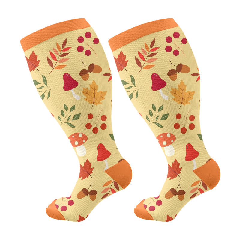 Plusock Plus Size Autumn Atmosphere  Compression Socks(3 Pairs) - Yellow(1 Pair) - 4XL - image 5