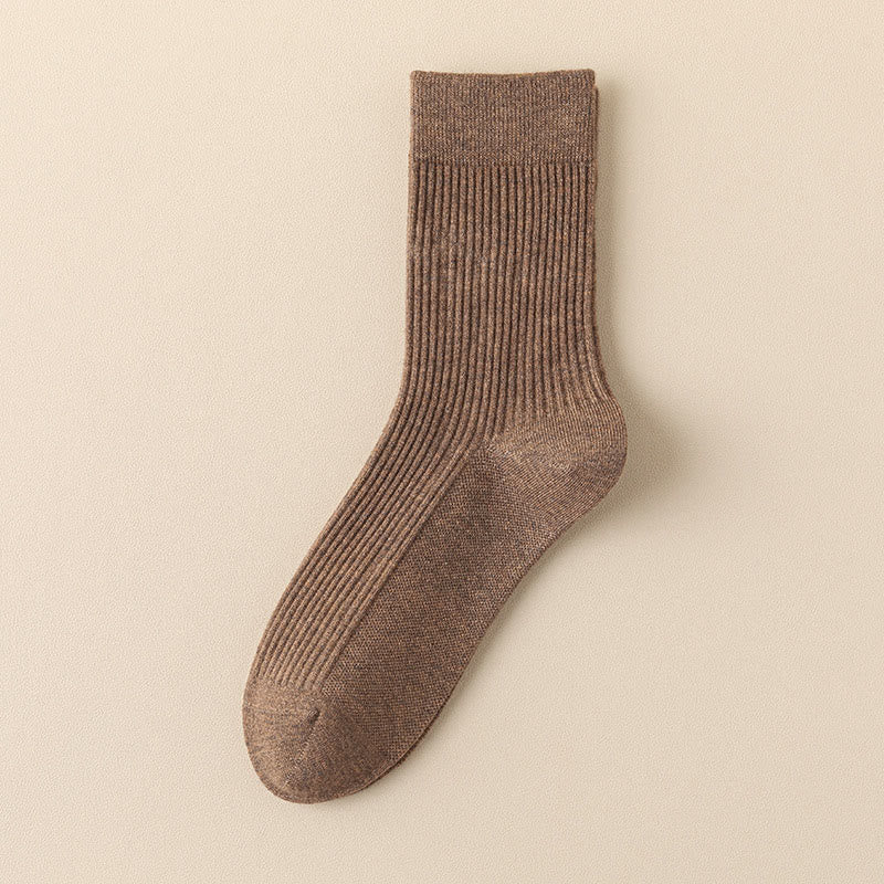 Solid Color Casual Quarter Socks(4 Pairs) - Brown - EU39-44(US6-10) - image 15