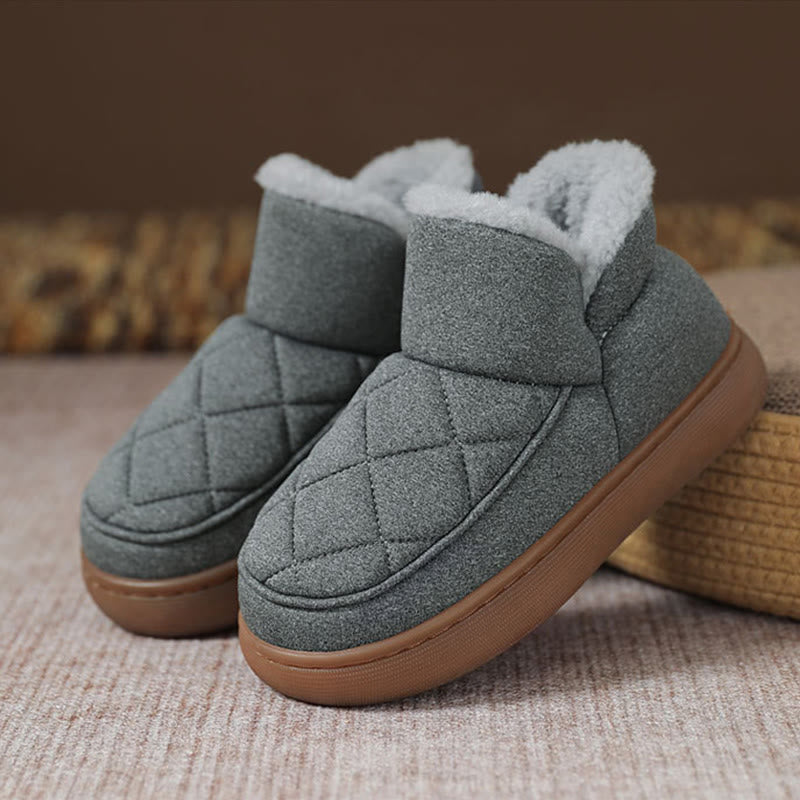 Plusock Plus Size Plush Grid Slippers - Grey - EU45-46(US11-12) - image 16