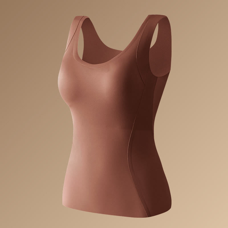 Plusock Plus Size Natural Camellia Aroma Base Layer Vest - Coffee - 2XL - image 13