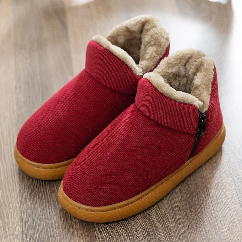 Plus Size Soft Zipper Slippers - Wine - EU48-49(US12-12.5) - image 12