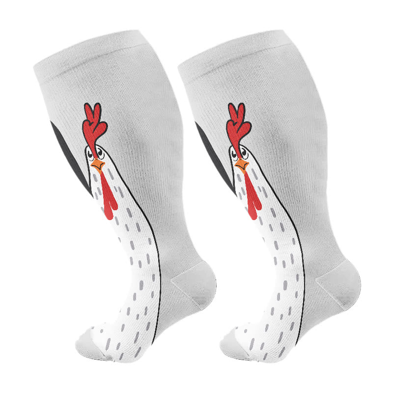 Plus Size Funny Chicken Feet Compression Socks(3 Pairs) - Grey(1 Pair) - 4XL - image 7