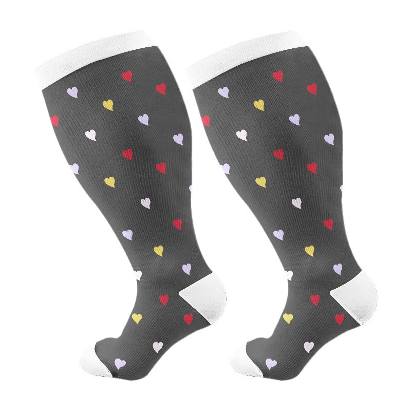 Plus Size Love Print Compression Socks(3 Pairs) - Grey(1 Pair) - 4XL - image 7