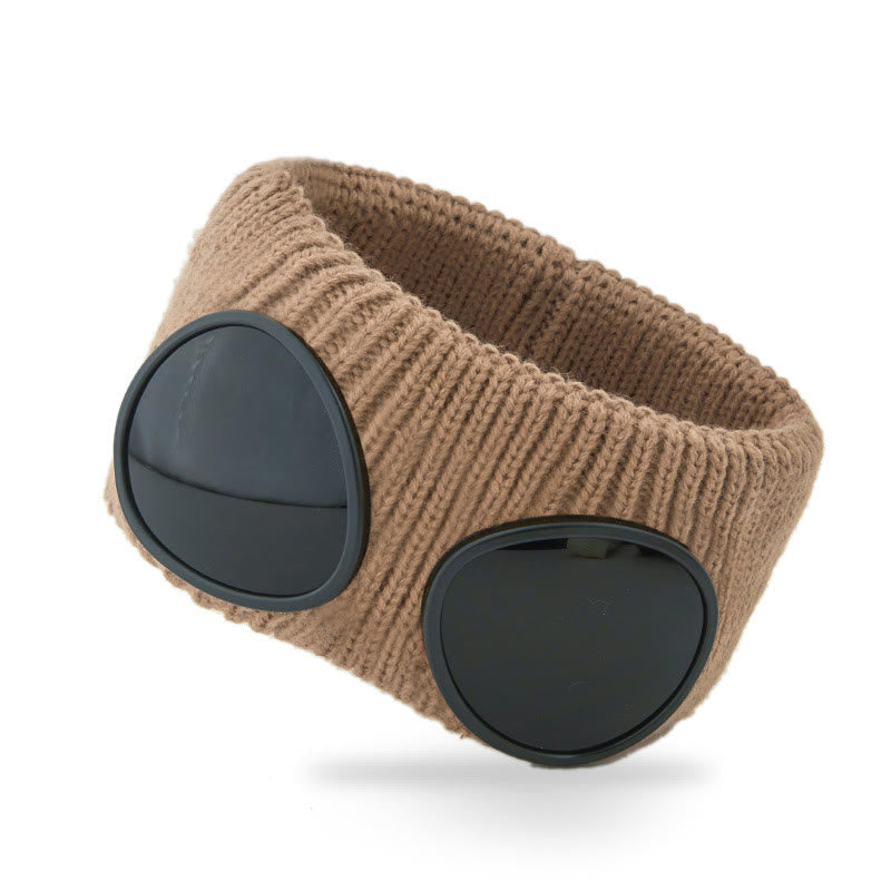 Solid Color Headband With Goggles - Brown - One Size - image 11