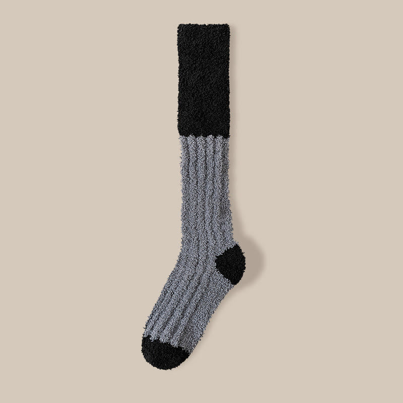 Plush Fleece Knee High Sleep Socks(4 Pairs) - Dark Grey - EU36-40(US3-7) - image 24