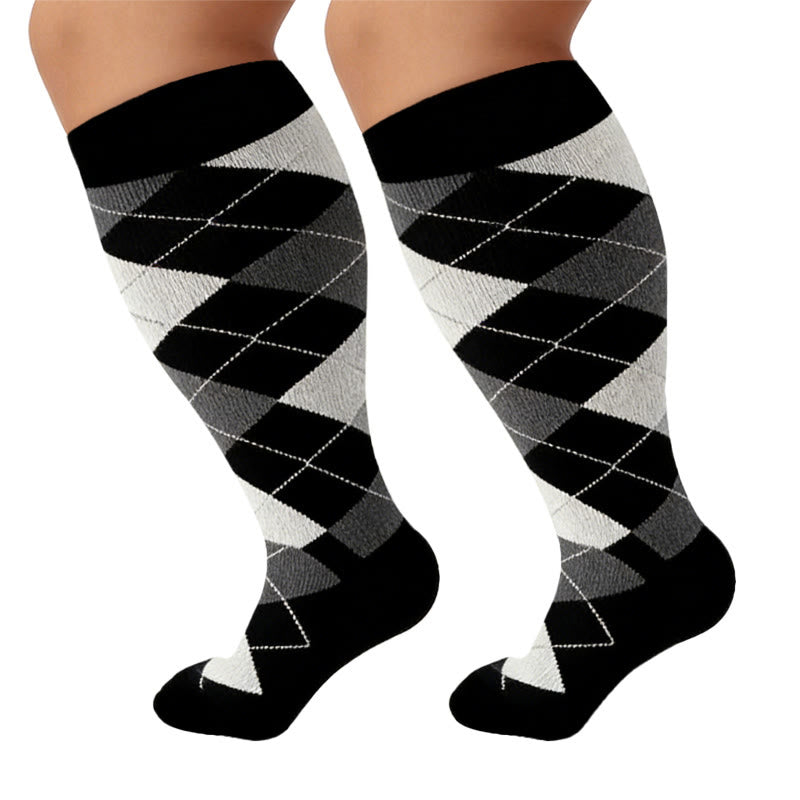 Plus Size Rhombus Compression Socks 2XL-7XL(3 Pairs) - image 14