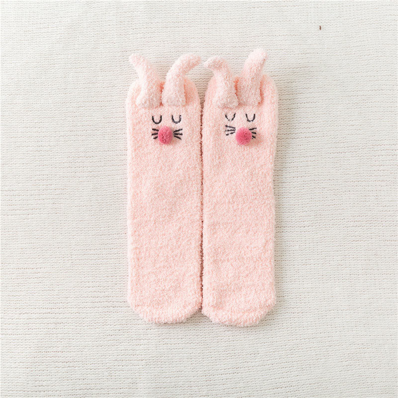 Plush Rabbit Ears Quarter Socks(3 Pairs) - Pink - EU36-40(US3-7) - image 13