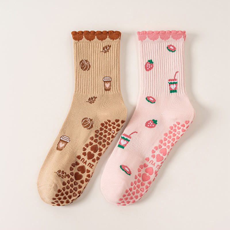 Plusoc Strawberries Coffee Cups Yoga Socks(2 Pairs) - image 8