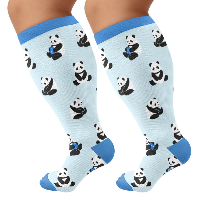 Plus Size Panda Bunny Compression Socks - Blue - 4XL - image 7