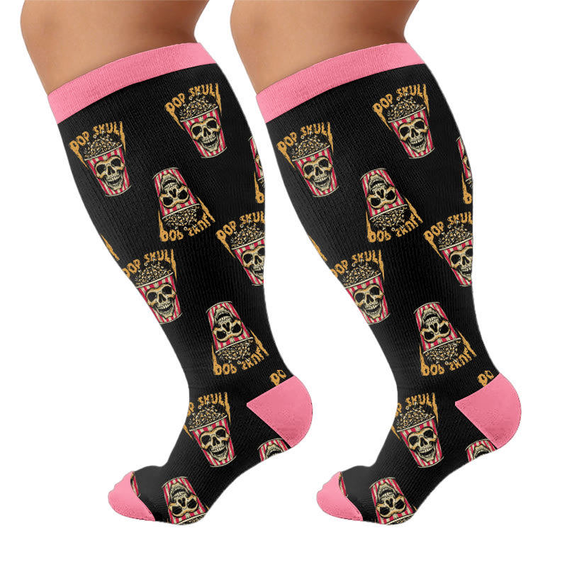 Plus Size Food Print Compression Socks - Pizza (1 Pair) - 4XL - image 7