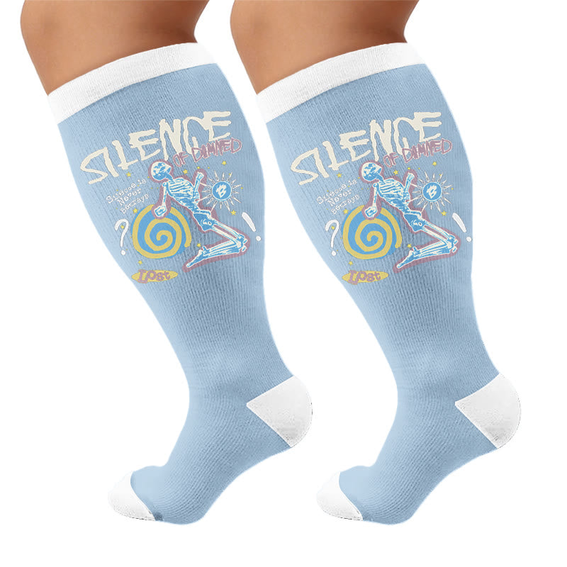 Plus Size American Retro Skull Print Compression Socks - Cartoons(1 Pair) - 4XL - image 7