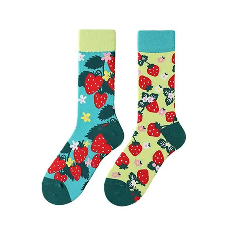 Strawberry Mismatch Quarter Socks - image 1