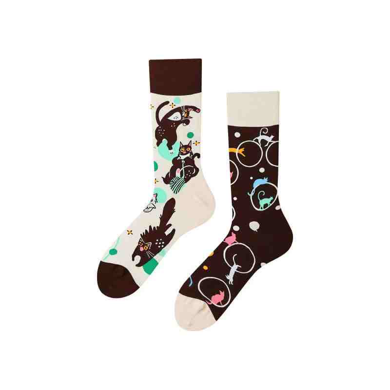 Playful Cat Cartoon Quarter Socks - image 1