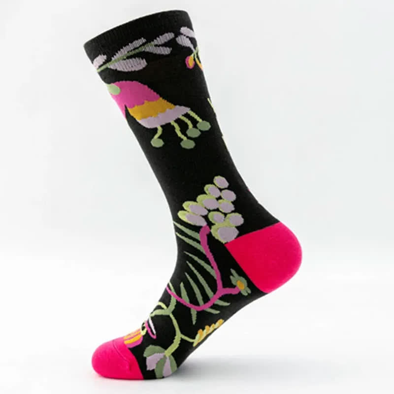 Funny Colorful Floral Pattern Quarter Socks(5 Pairs) - image 8