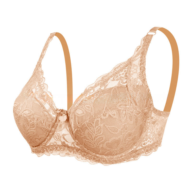 Elegant Lace Underwire Bra - Apricot - 42 - D - image 15