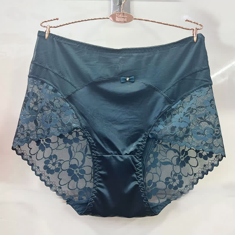 Satin Lace High Waist Panty(2 Packs) - Dark Green - XXXL - image 6
