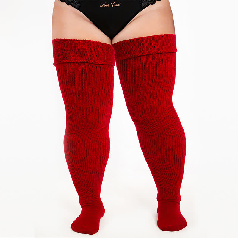 Retro Sport Thigh High Socks - Wine - One Size - With Elastic Strap - image 7