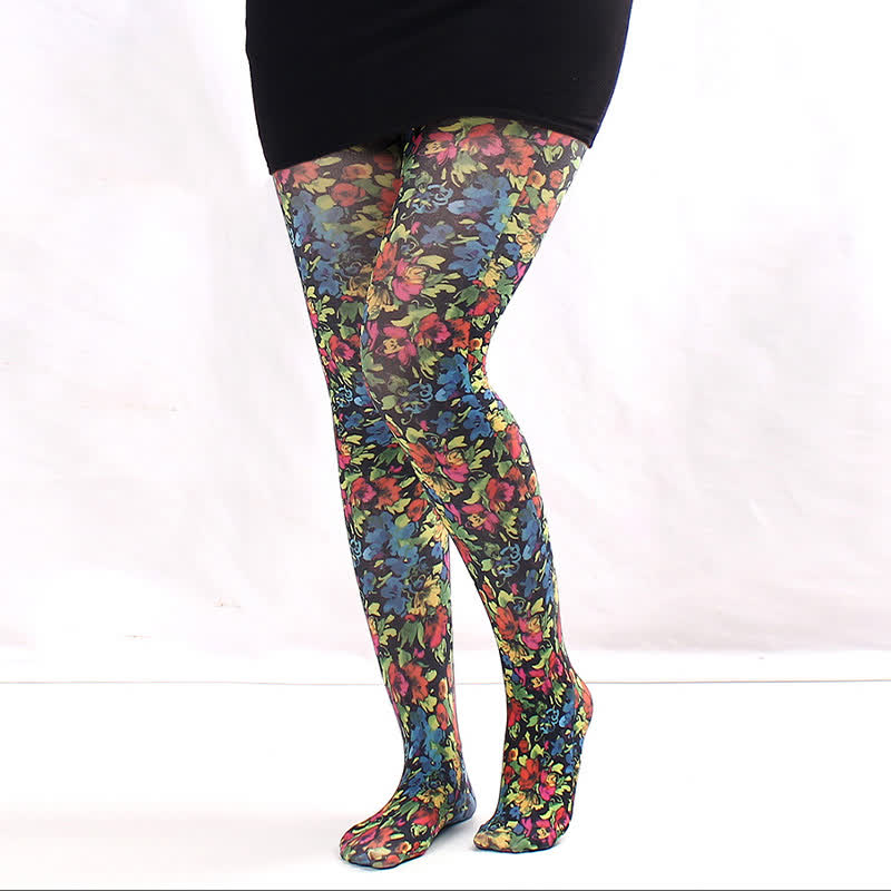 Floral Statement Pantyhose - E - One Size - image 4