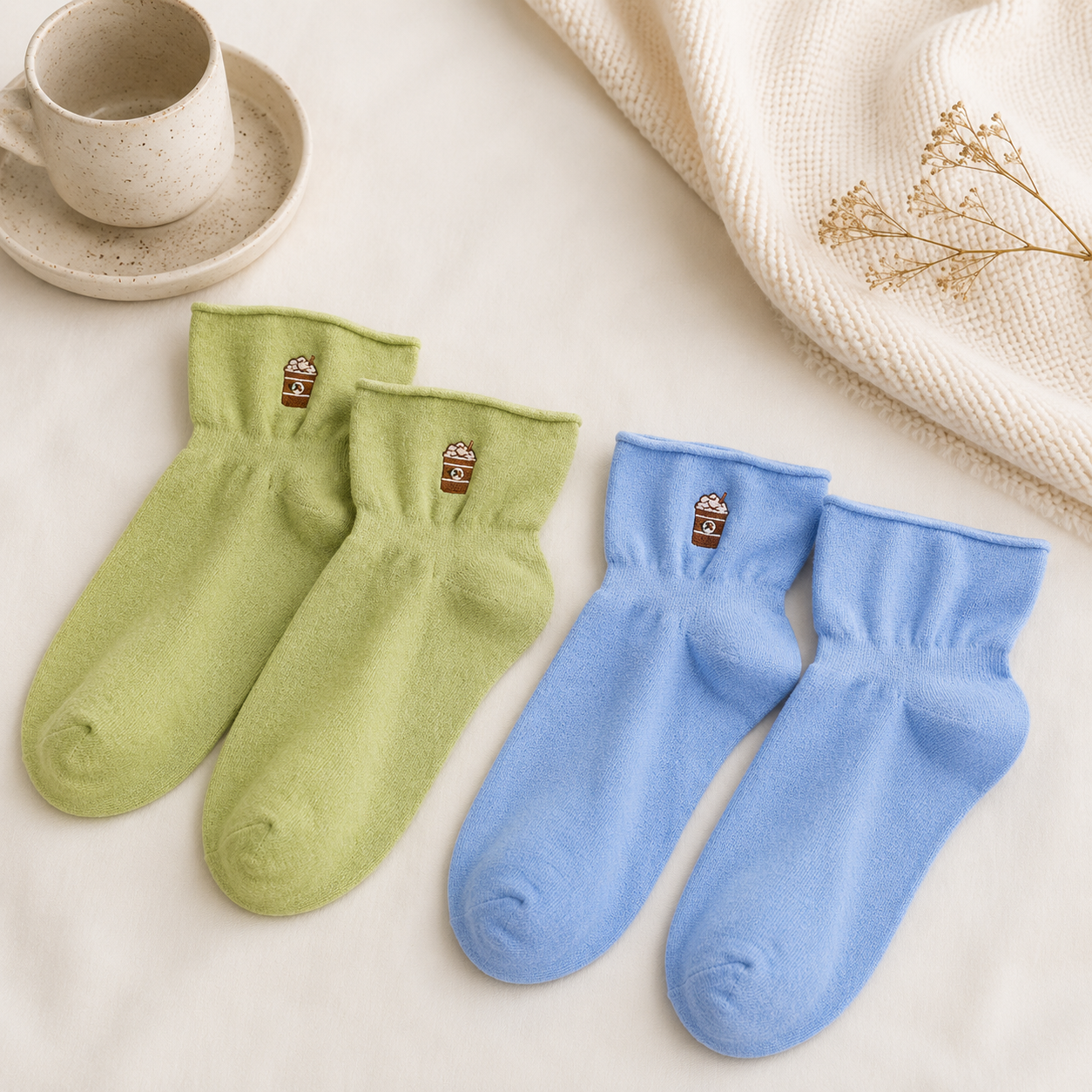 Soft Quarter Socks (2 Pairs) - Blue+Green - EU37-41(US4-8) - image 8