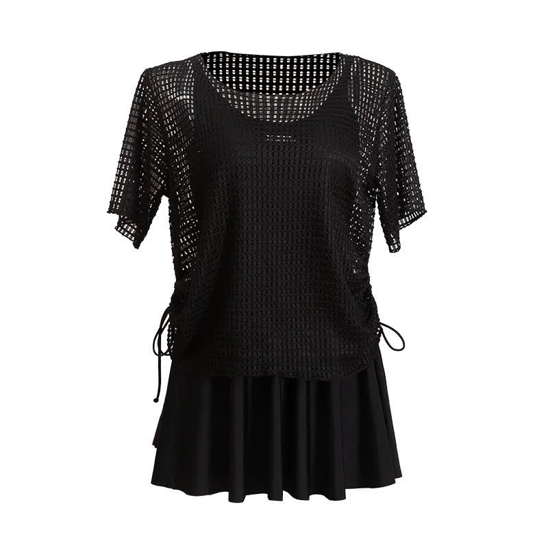 Tummy Control Mesh Two-Piece Swim Dress Set - image 6