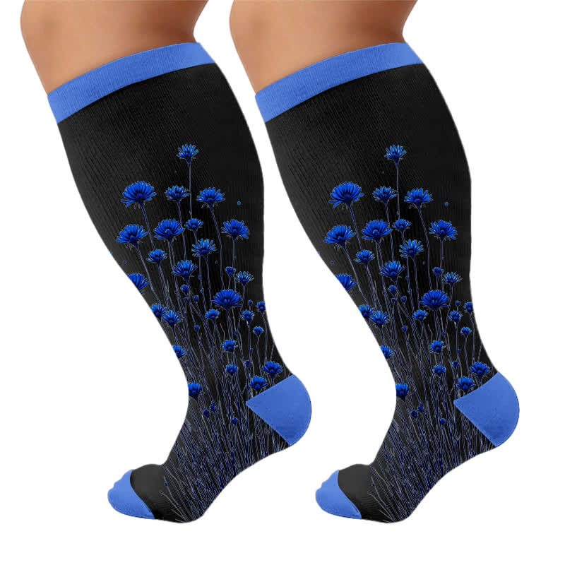Plus Size Midnight Tulip Compression Socks - image 10