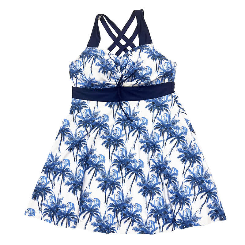 Tropical Palm Halter Swim Dress - image 6