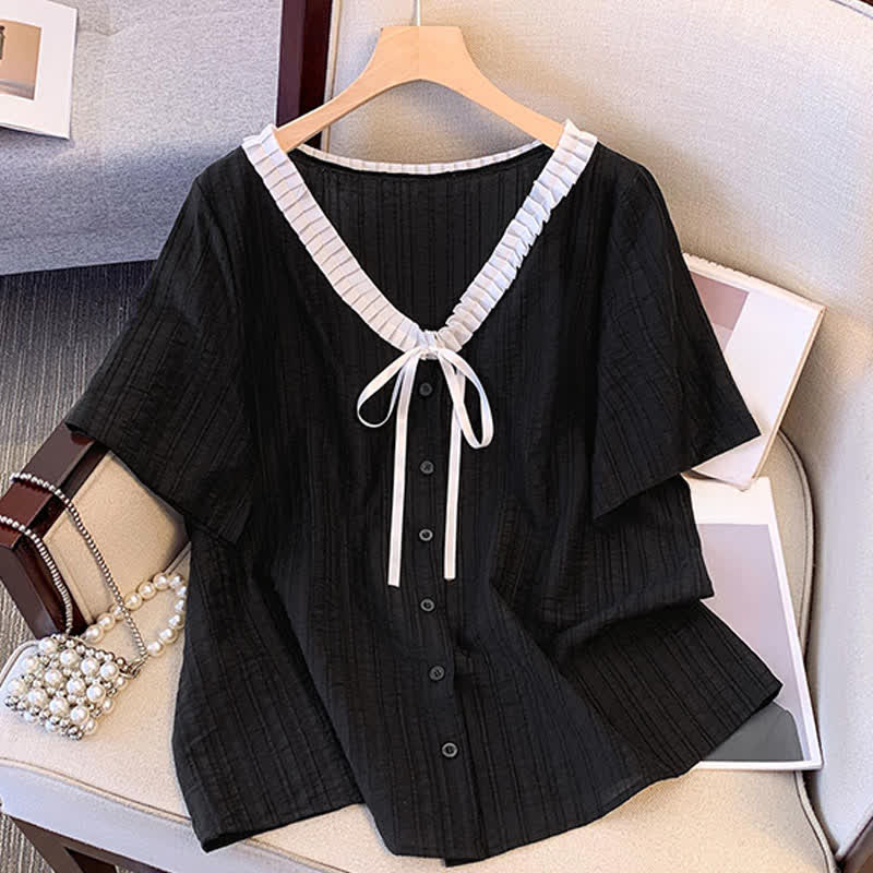 Plus Size Ruffle Tie Neck Top - image 6