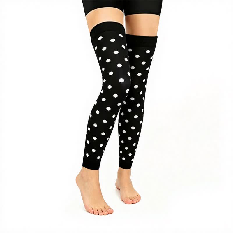 Classic Black Thigh High Compression Sleeves(3 Pairs) - Polka Dots - L/XL - image 3