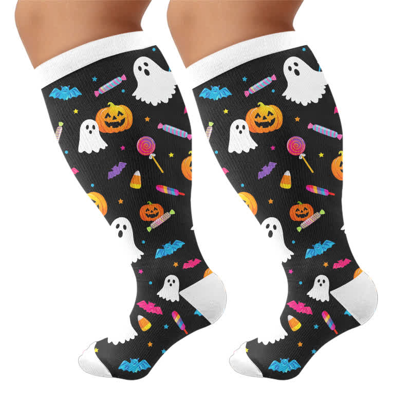 Plus Size Lavender Bear Compression Socks - Black - 4XL - image 10
