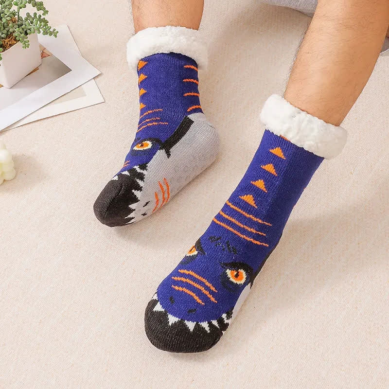 Cozy Animal Fleece Lined Knit Slipper Socks - Dark Blue - EU37-44(US4-10) - image 5