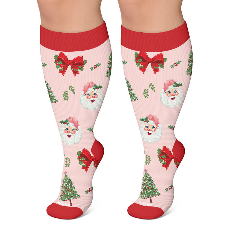 Plus Size Nutcracker Santa Compression Socks - Pink - 4XL - image 6