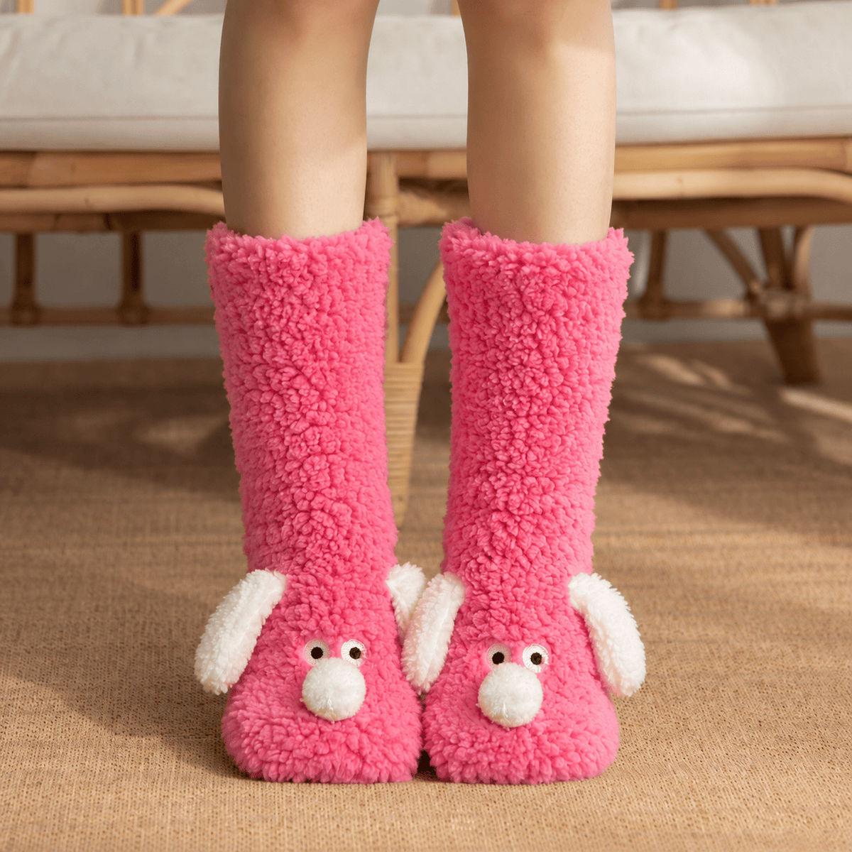 Cozy Puppy Sherpa Home Slipper Socks(2 Pairs) - Rose - EU36-43(US3-9) - image 6