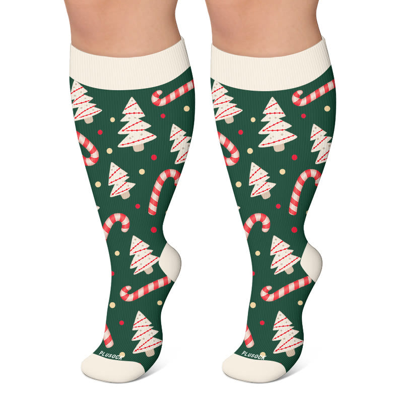Plus Size Festive Penguin Compression Socks - Green - 4XL - image 6