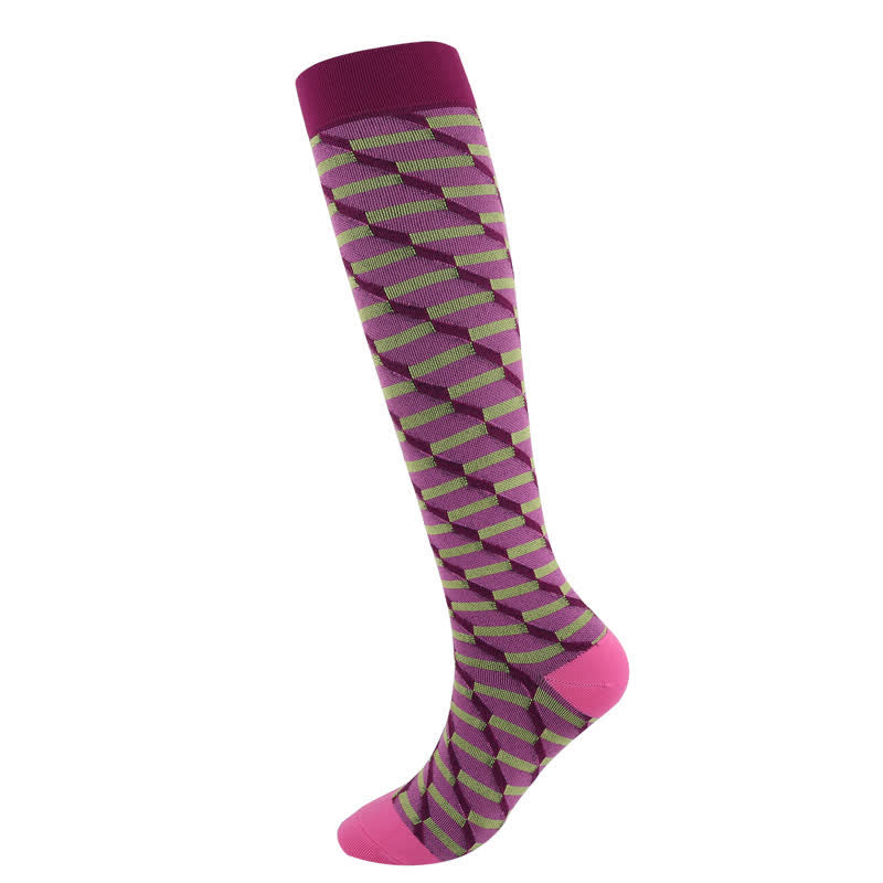 Colorful Irregular Stripes Compression Socks(3 Pairs)