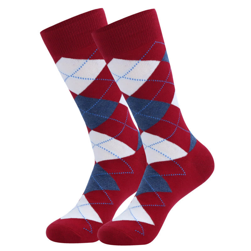 Dot Rhombus Crew Socks(5 Pairs) - image 6