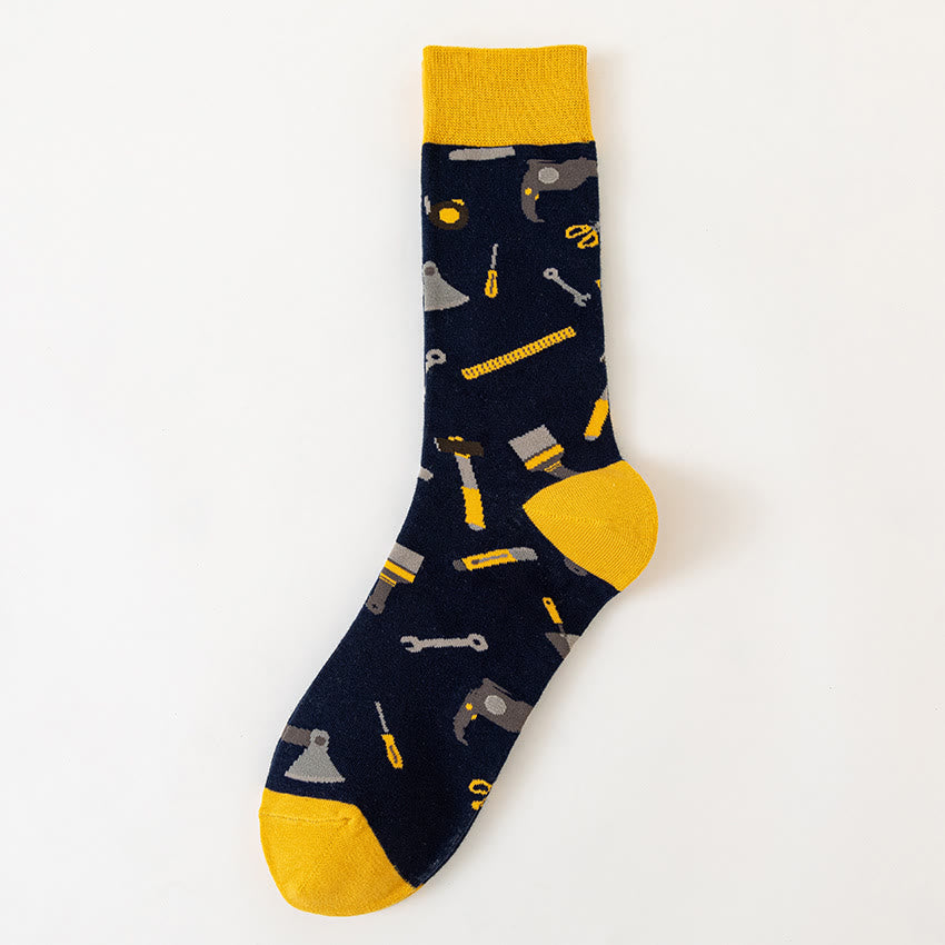 Plus Size Macro Pattern Crew Socks(6 Pairs)