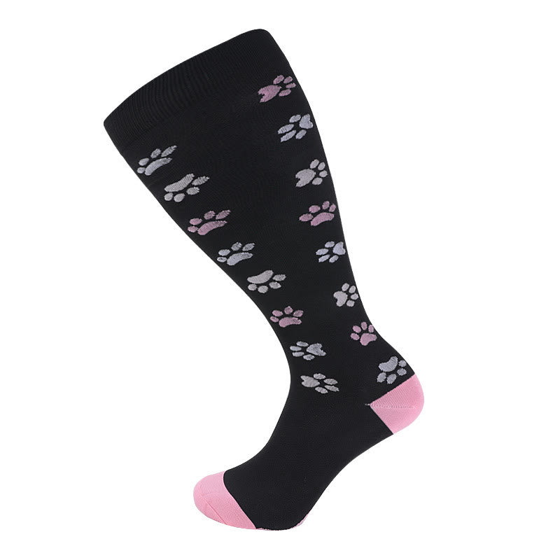 Plusock Pink Dog Footprints Plus Size Compression Socks 2XL-7XL(3 Pairs) - image 5